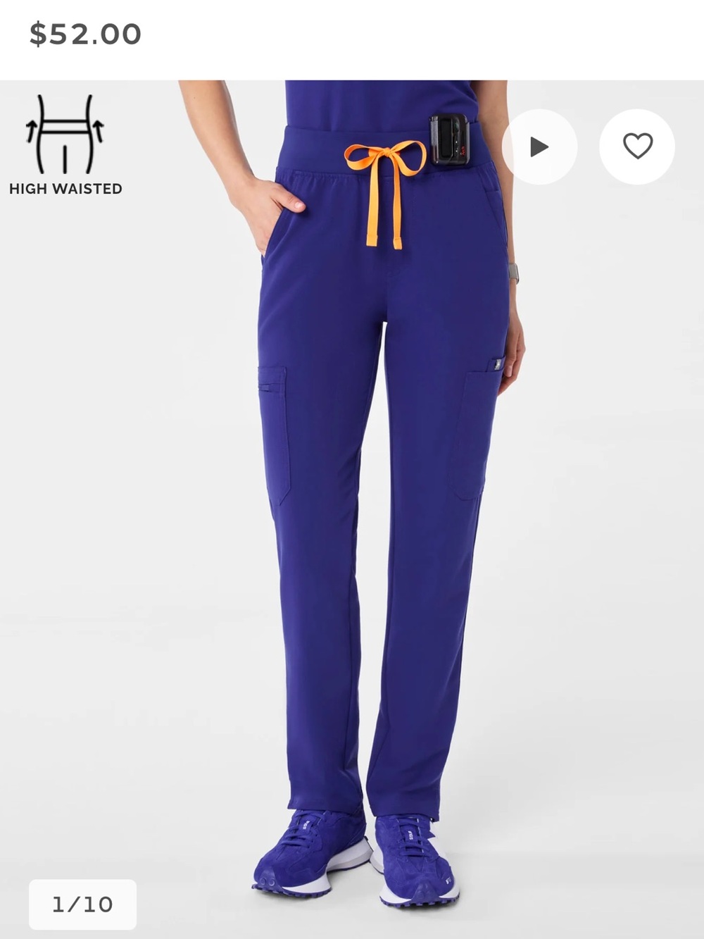 Figs Yola High-Waisted Deep Royal Blue Women's Scrub Pants